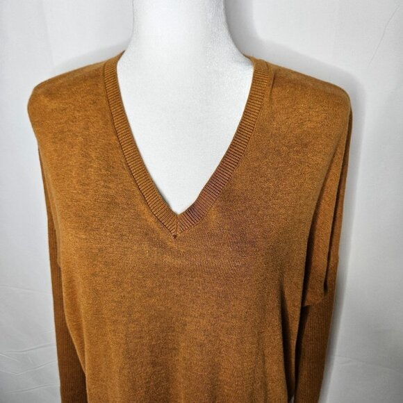 J. Jill Size Small Drop Shoulder Wool Silk Sweater Lagenlook Oversized Gold - Picture 2 of 12